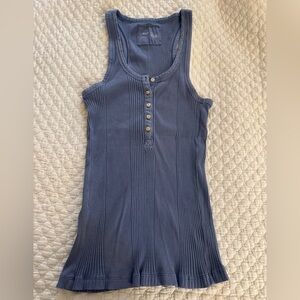 Women’s Aerie Ribbed  Button Tank Top - Blue- Size medium
